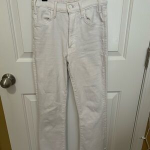 mother jeans “the hustler ankle fray” jeans in “fairest of them all”.